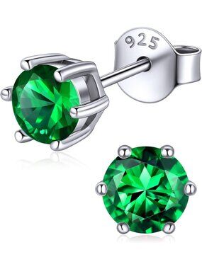 Sparkling 925 Sterling Silver Birthstone Earrings for Women